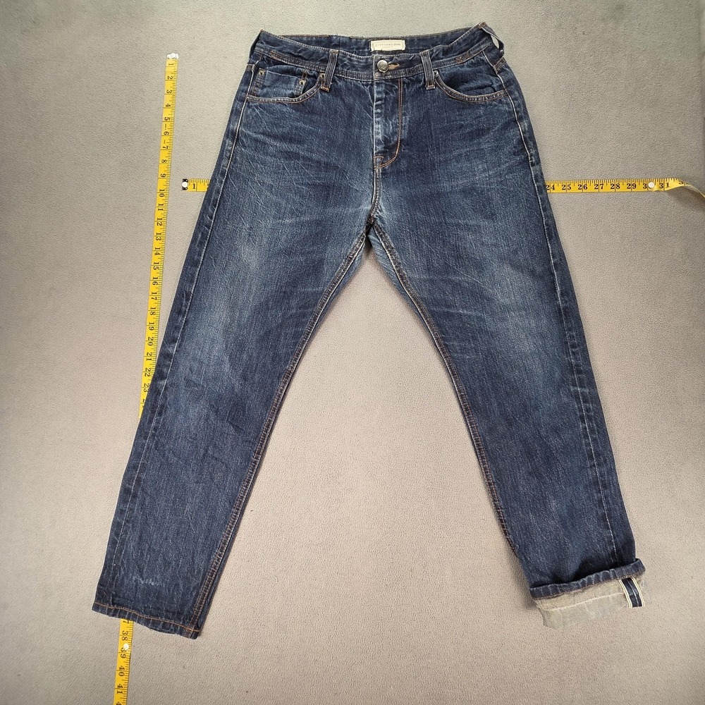 Giordano Jeans Mens Selvedge Blue Med Wash Regular Whiskers Honeycomb Fits 29x29